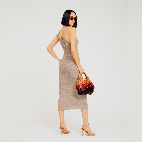 TORN by Ronny Kobo Melanie Ruched Midi Dress – Brown Sand | Size L | NWT - Picture 3 of 5